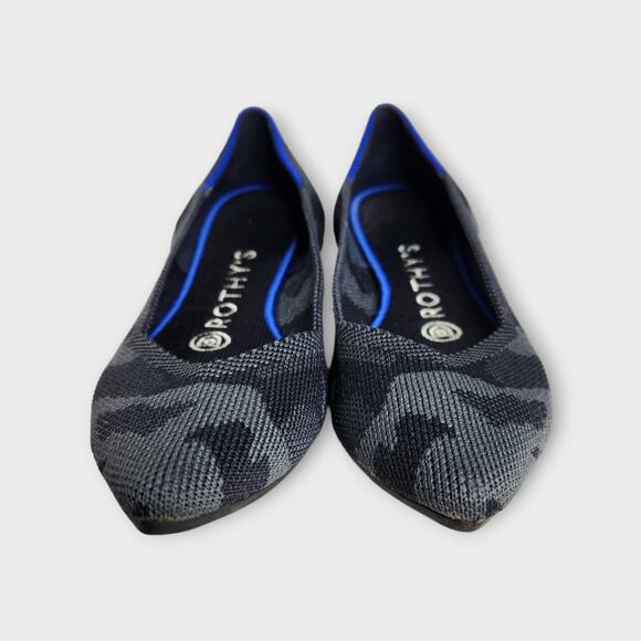 Rothy's Gray Camo Pointed Toe Flats Slip On Shoes Women's Size 6 - Picture 3 of 8